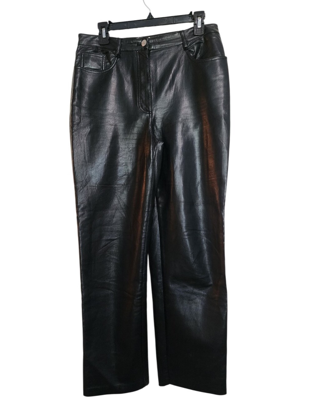 Aritzia Wilfred Black Faux Leather Straight-Leg 5 Pocket Pants SZ 8